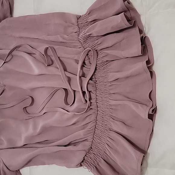 Shein Off Shoulder Tie Front Ruffle Hem Blouse NWOT - Picture 9 of 12